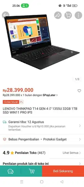 Lenovo tinkpad t14s gan4 procesor intel i7 gen 13