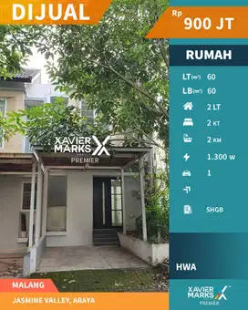 Dijual Murah Rumah Minimalis 2 lantai di Jasmine Valley Araya Malang.