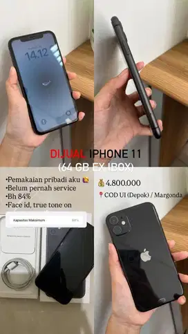 Iphone 11 Ex Ibox 64 Gb (Hitam)