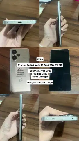 DIJUAL XIAOMI REDMI NOTE 13 PRO + 5G / 512GB MULUS 98% BISA NEGO TIPIS