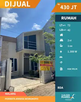 Dijual Cepat Rumah di Permata Annisa Wonokoyo Kedungkandang Malang