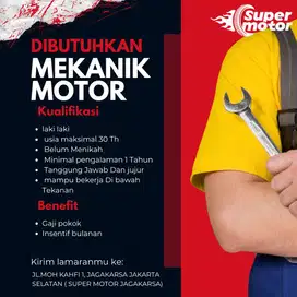 DIBUTUHKAN SEGERA MEKANIK MOTOR!!!