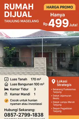 RUMAH MURAH SIAP HUNI LUAS 170M DI TANJUNG MERTOYUDAN MAGELANG