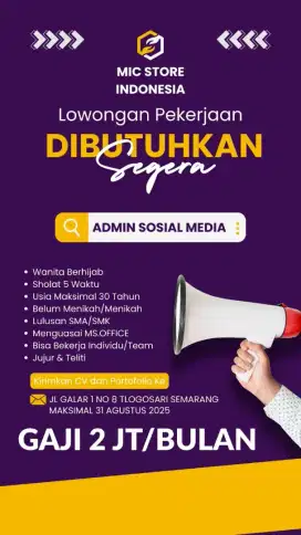 Lowongan kerja admin online shop