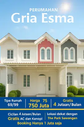 Rumah 2 Lantai Cukup Dengan 1 Juta Saja lokasi dekat The Park Sawangan