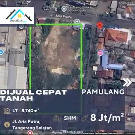 Pamulang Tangsel Jual Tanah Kosong Lokasi Strategis Samping Jalan Raya