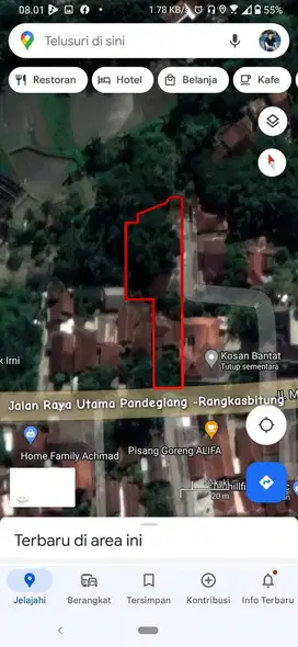 Jual Tanah bonus rumah lebar 13 meter pinggir jalan Pandeglang Banten