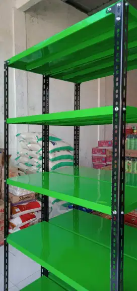 Rak besi siku 5 susun, rak gudang susun