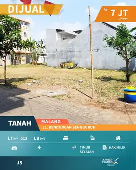DIJUAL TANAH HOOK DI JALAN BEND. SENGGURUH, AREA SIGURA-GURA, MALANG