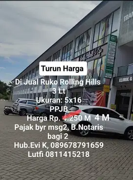 Turun Harga Ruko Rolling Hills 6, Tanjung Bunga