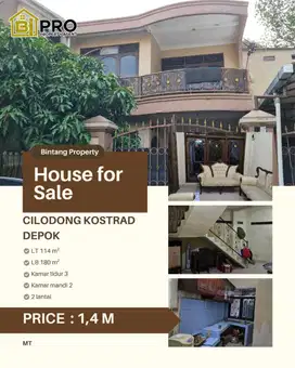 Rumah 2 lantai di perumahan cilodong kostrad