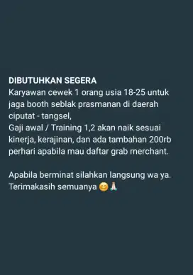 Lowongan seblak prasmanan.