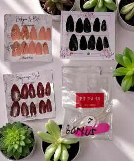 3 set kuku palsu press on nail handmade