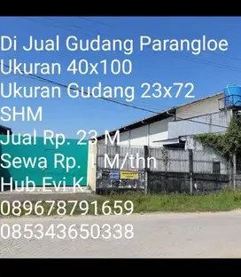 Di Jual/d Sewakan Gudang di Parangloe, Luas 4000 m2