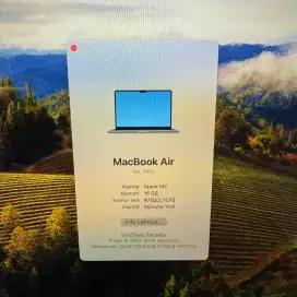 Macbook Air M2 layar 13 Inch Ram 16 Ssd 256 lengkap ibox garansi aktif