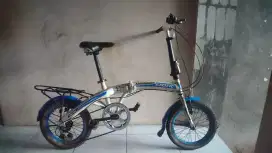 Sepeda Lipat Exotic warna biru putih , Ukuran 16 Normal ,Siap pakai