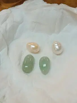 Mata cincin giok asli dan mutiara