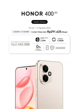 Honor 400 5G promo bisa cicilan ringan juga