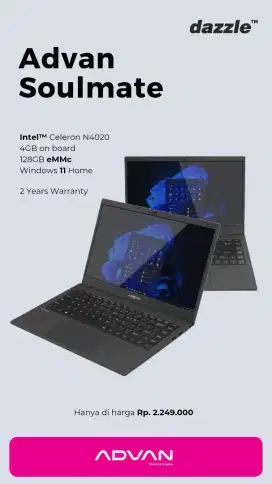 LAPTOP ADVAN SOULMATE CELERON RAM 8 128 GARANSI 2 TAHUN