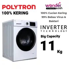 POLYTRON Mesin Cuci INVERTER 100% KERING 11 Kg PFL1105H Turbo Washer