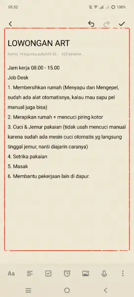 LOWONGAN KERJA ART
