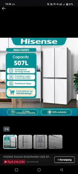 Kulkas 4 pintu hisense