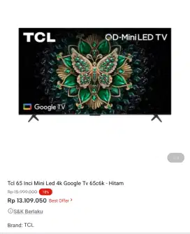 google tv 65inch mini LED promo bisa cicilan syarata ktp tanpa dp