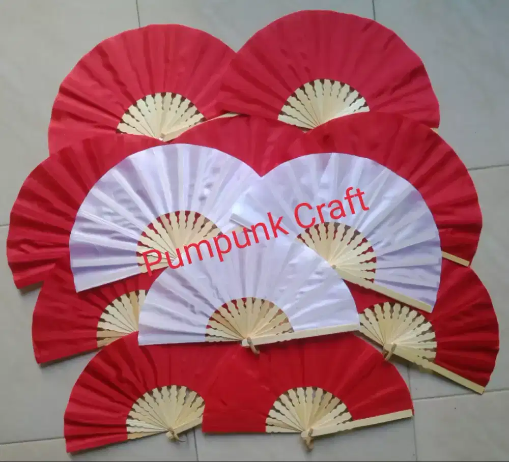 KIPAS TARI  / KIPAS KAIN POLOS UKURAN BESAR TANGKAI 20 - 21 CM