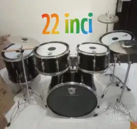 Drum set 22 inci warna hitam
