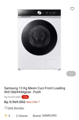 PROMO KREDIT SAMSUNG 13KG MESIN CUCI FRONT LOADING