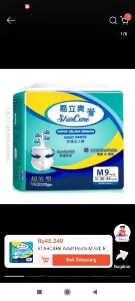 Stok terbatas. Promo Agustus Pampers celana dewasa uk M, L, Xl