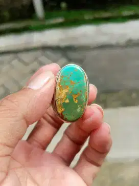 Batu Cincin Akik Permata Natural Turquoise Pirus Persia Dua Warna Top