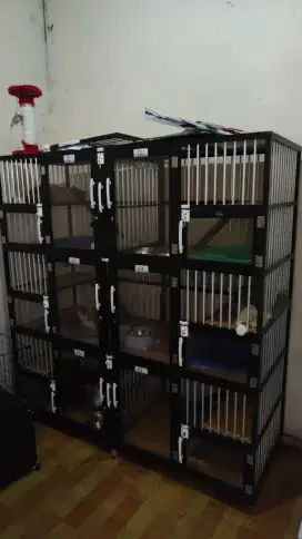Kandang kucing alumunium tingkat 6 room kaca