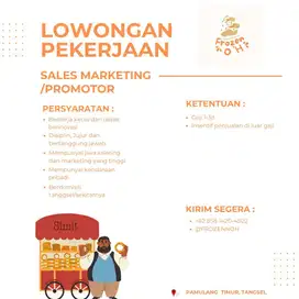 DIBUTUHKAN SALES MARKETING/PROMOTOR