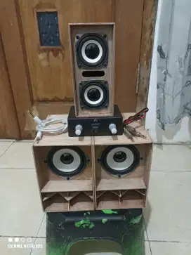 Sound miniatur 3 in model CBS nogosari+ampli mini stereo 5 volt 2 ch