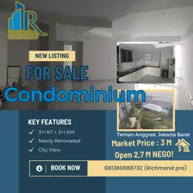 Jual Condo 3 BR Baru Renovasi @Taman Anggrek 146 m2 Bangunan Baru !