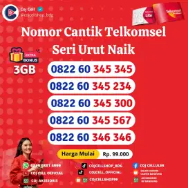 Nomor cantik Telkomsel seri urut naik