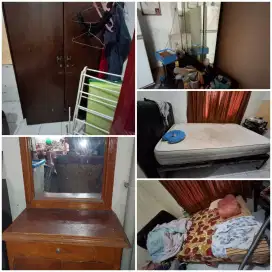 JuaL Borongan 5 Barang furniture, Lemari kayu Jati & Spring Bed