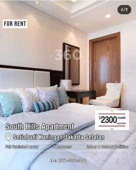 Disewa Apartemen South Hills Kuningan 2BR UK90m2 Full Furnished Jaksel