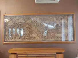 Ukiran Pahatan Kayu Jati Kehidupan Pedesaan Dan Sapi