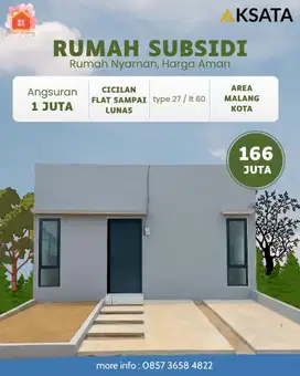 DIJUAL RUMAH SUBSIDI DEKAT ALUNALUN DAN AREA KOTA MALANG