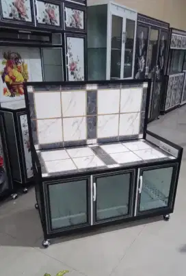 Meja kompor almanium 3 pt