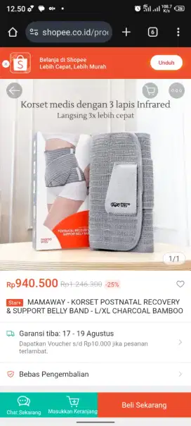 Jual korset MAMAWAY oiginal minus kotak hilang, nego tipis