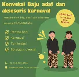 Jual baju adat tari dan aksesoris karnaval