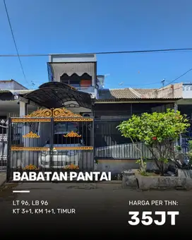 Rumah Babatan Pantai SIAP HUNI carport, ac 3, row 2 mobil