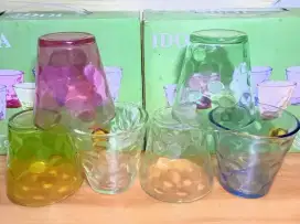 Gelas kaca warna isi 6pcs