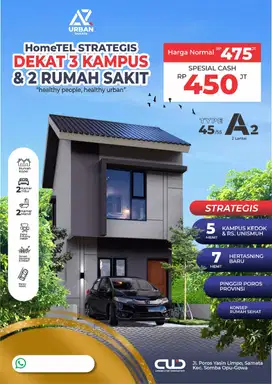 Rumah Modern 2 Lantai Dekat Kampus & RS, Harga Mulai 450 Juta!