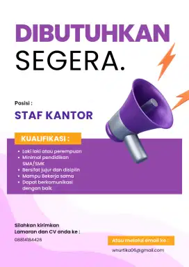 Lowongan kerja SMK/SMA sederajat