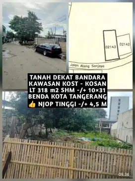 JUAL TANAH KAVLING SIAP BANGUN KOST KOSAN DEKAT BANDARA KOTA TANGERANG