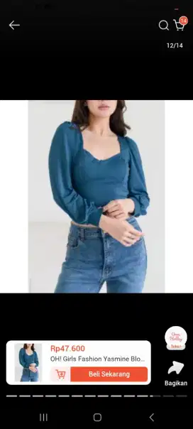Blouse crop yasmine turkish blue & black